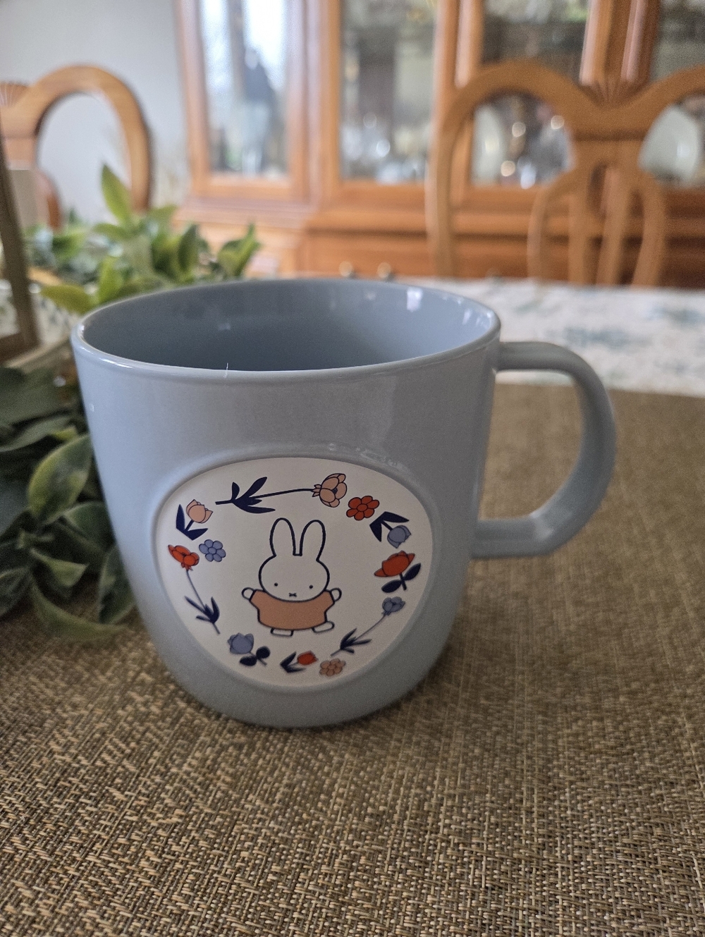 miffy Blue Ceramic Mug with Bunny and Floral Wreath